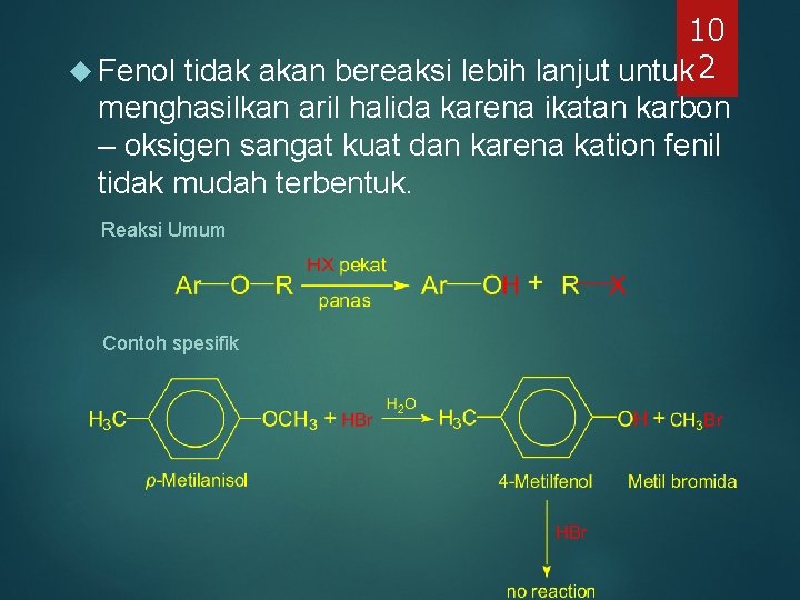 10 Fenol tidak akan bereaksi lebih lanjut untuk 2 menghasilkan aril halida karena ikatan 10 Fenol tidak akan bereaksi lebih lanjut untuk 2 menghasilkan aril halida karena ikatan
