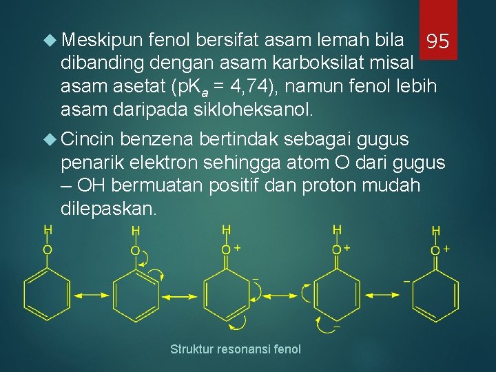 fenol bersifat asam lemah bila 95 dibanding dengan asam karboksilat misal asam asetat (p. fenol bersifat asam lemah bila 95 dibanding dengan asam karboksilat misal asam asetat (p.