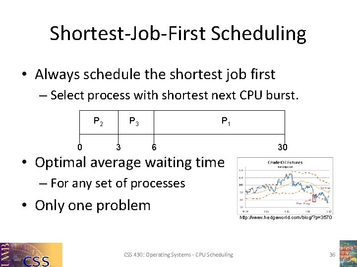 Shortest-Job-First Scheduling • Always schedule the shortest job first – Select process with shortest