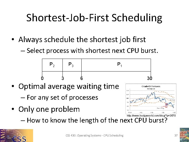 Shortest-Job-First Scheduling • Always schedule the shortest job first – Select process with shortest