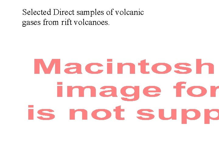 Selected Direct samples of volcanic gases from rift volcanoes. 