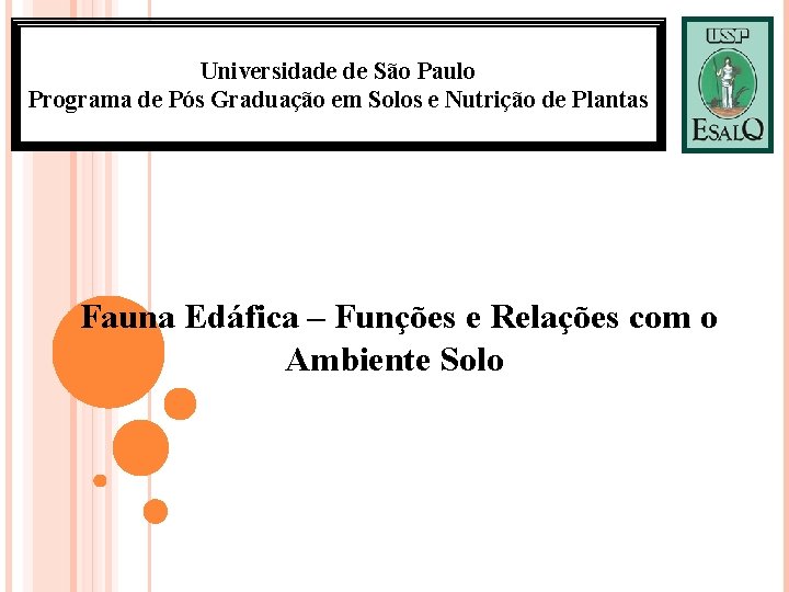 Universidade de São Paulo Programa de Pós Graduação em Solos e Nutrição de Plantas