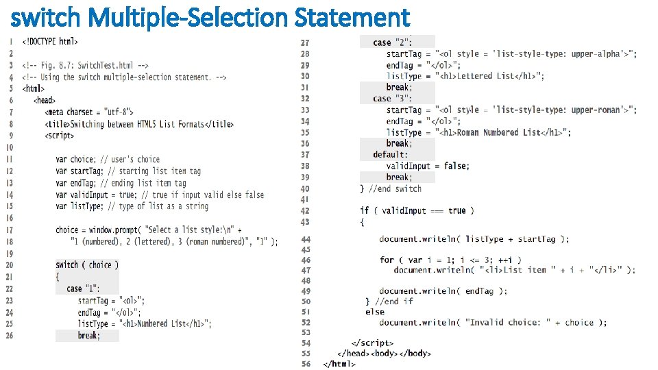 switch Multiple-Selection Statement switch Multiple-Selection Statement