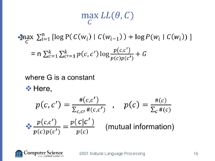  v 6501 Natural Language Processing 16 