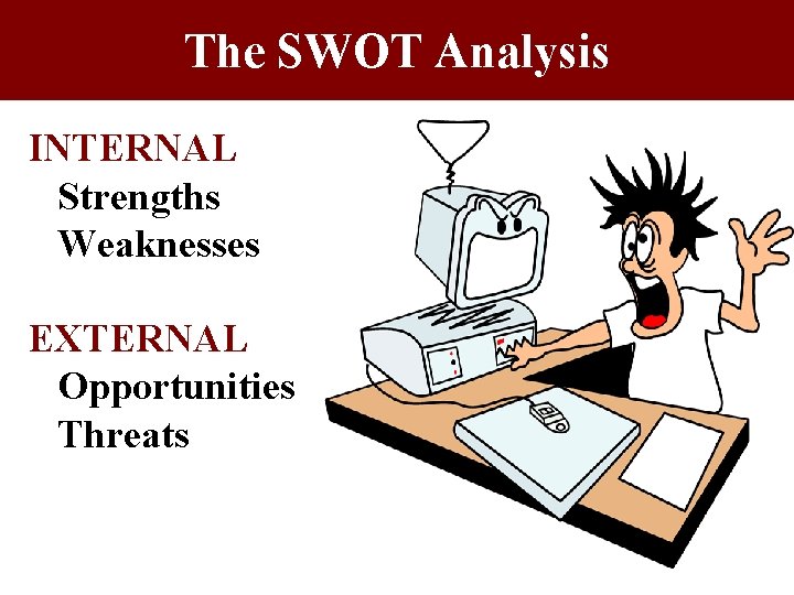 The SWOT Analysis INTERNAL Strengths Weaknesses EXTERNAL Opportunities Threats The SWOT Analysis INTERNAL Strengths Weaknesses EXTERNAL Opportunities Threats