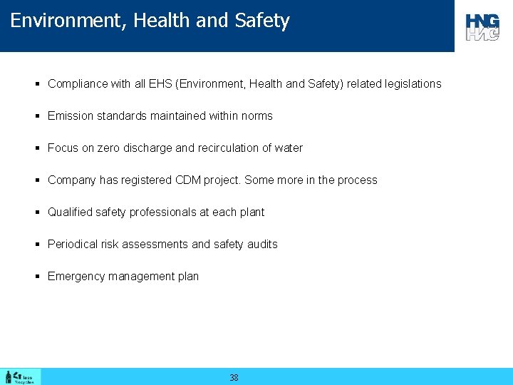 Environment, Health and Safety § Compliance with all EHS (Environment, Health and Safety) related