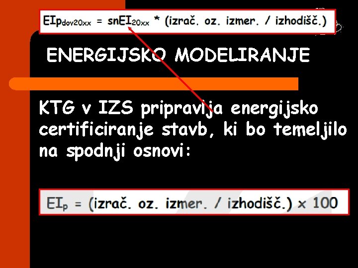 ENERGIJSKO MODELIRANJE KTG v IZS pripravlja energijsko certificiranje stavb, ki bo temeljilo na spodnji ENERGIJSKO MODELIRANJE KTG v IZS pripravlja energijsko certificiranje stavb, ki bo temeljilo na spodnji