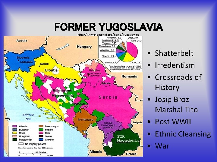 FORMER YUGOSLAVIA http: //www. montenet. org/home/yugoslav. jpg • Shatterbelt • Irredentism • Crossroads of