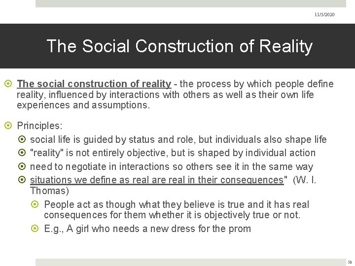 11/5/2020 The Social Construction of Reality The social construction of reality - the process