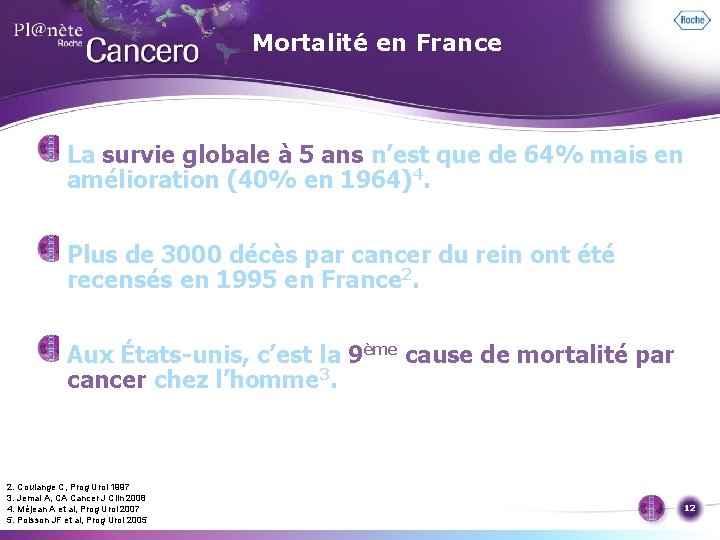 Mortalité en France La survie globale à 5 ans n’est que de 64% mais