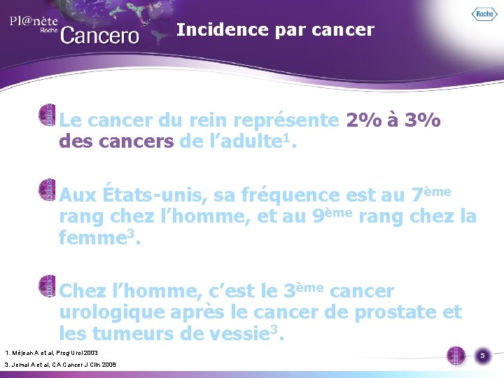 Incidence par cancer Le cancer du rein représente 2% à 3% des cancers de