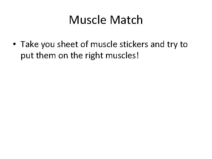 Muscle Match • Take you sheet of muscle stickers and try to put them
