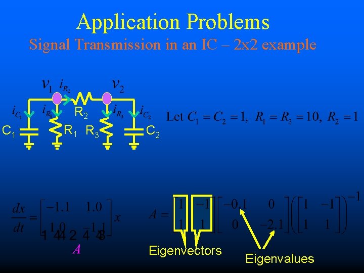 Application Problems Signal Transmission in an IC – 2 x 2 example C 1