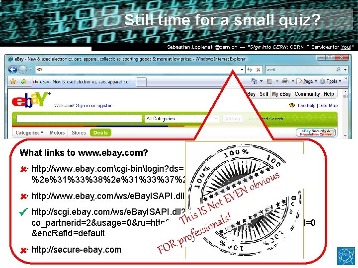 Still time for a small quiz? Dr. Stefan Lüders (CERN IT/CO) DESY ― 20. Still time for a small quiz? Dr. Stefan Lüders (CERN IT/CO) DESY ― 20.
