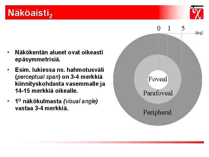 Näköaisti 2 0 1 • Näkökentän alueet ovat oikeasti epäsymmetrisiä. • Esim. lukiessa ns. Näköaisti 2 0 1 • Näkökentän alueet ovat oikeasti epäsymmetrisiä. • Esim. lukiessa ns.