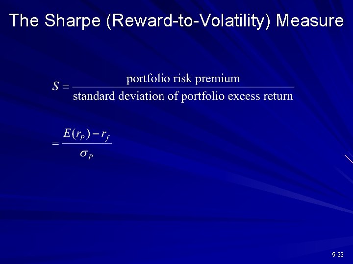 The Sharpe (Reward-to-Volatility) Measure 5 -22 