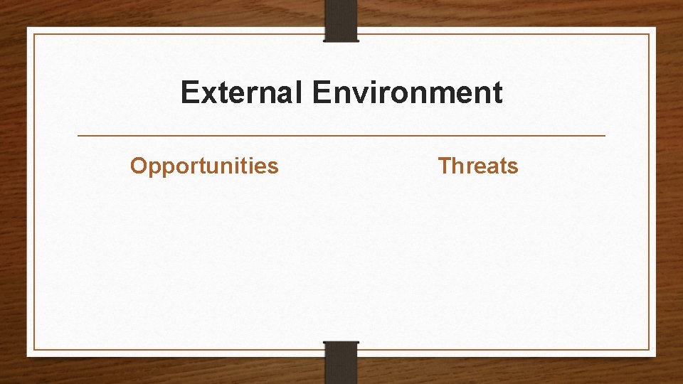 External Environment Opportunities Threats 