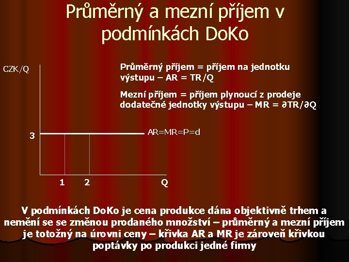 Průměrný a mezní příjem v podmínkách Do. Ko Průměrný příjem = příjem na jednotku