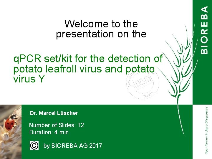 Welcome to the presentation onthe Welcome to presentation on the q. PCR set/kit for