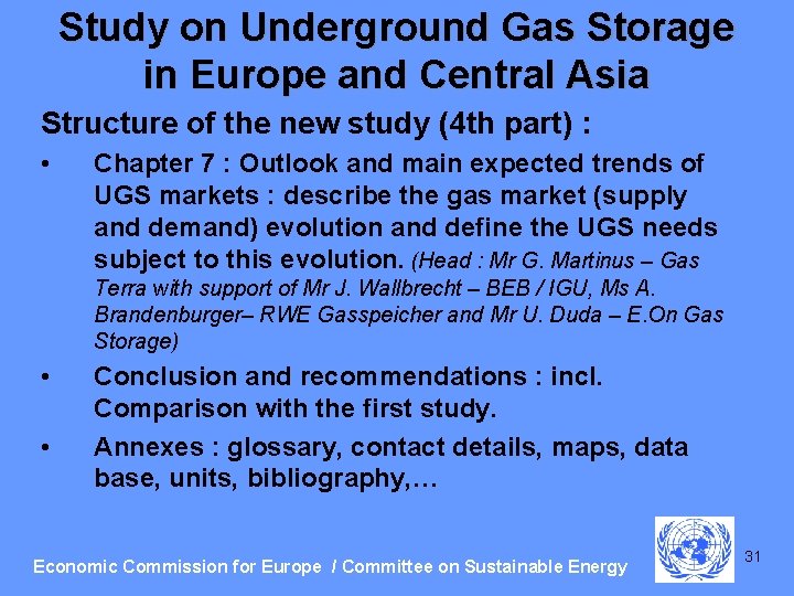 Study on Underground Gas Storage in Europe and Central Asia Structure of the new