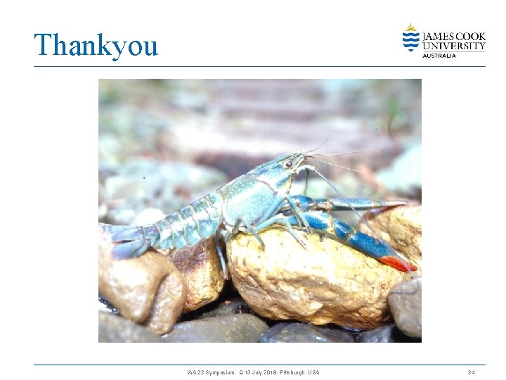 Thankyou IAA 22 Symposium, 9 -13 July 2018, Pittsburgh, USA 24 