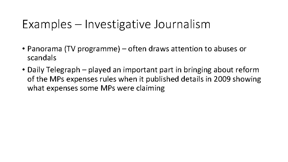 Influences on Parliament The Media What is the