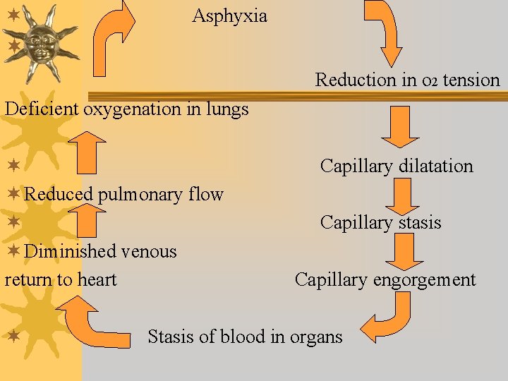 ¬ Asphyxia ¬ Reduction in o 2 tension Deficient oxygenation in lungs ¬ ¬