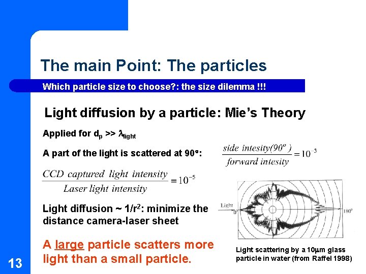 The main Point: The particles Which particle size to choose? : the size dilemma The main Point: The particles Which particle size to choose? : the size dilemma