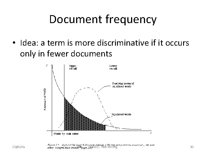 Document frequency • Idea: a term is more discriminative if it occurs only in