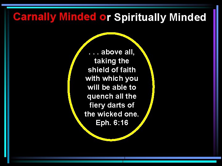 Carnally Minded o r Spiritually Minded. . . above all, taking the shield of Carnally Minded o r Spiritually Minded. . . above all, taking the shield of