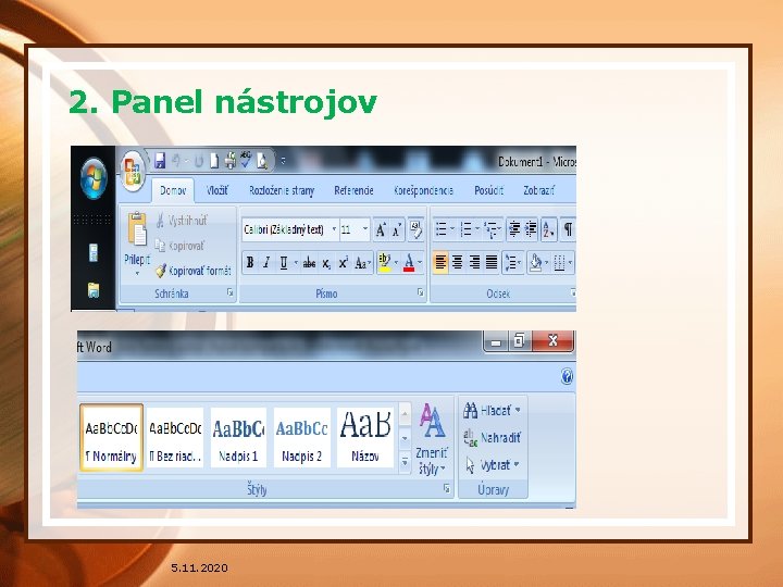2. Panel nástrojov 5. 11. 2020 