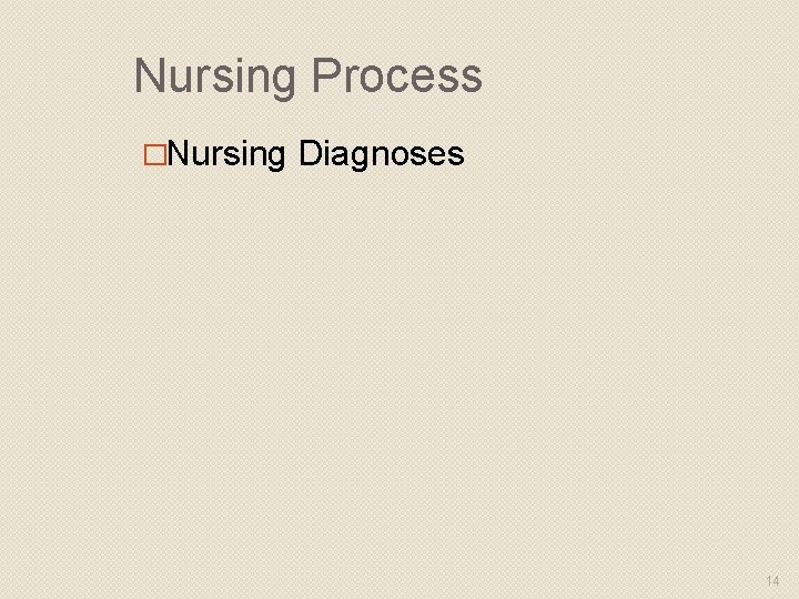 Nursing Process �Nursing Diagnoses 14 