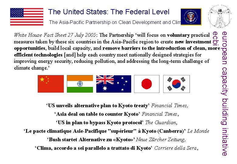 The United States: The Federal Level The Asia-Pacific Partnership on Clean Development and Climate