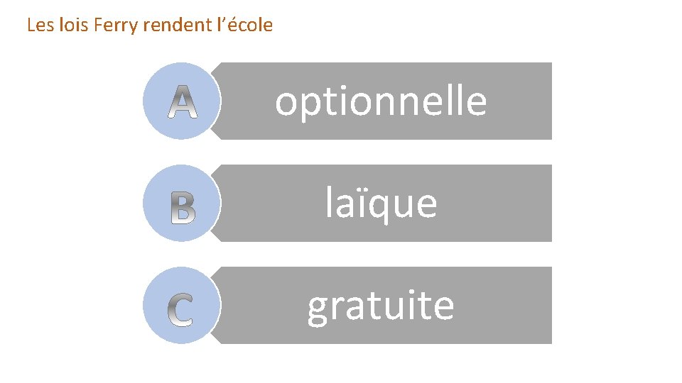 Les lois Ferry rendent l’école optionnelle laïque gratuite 