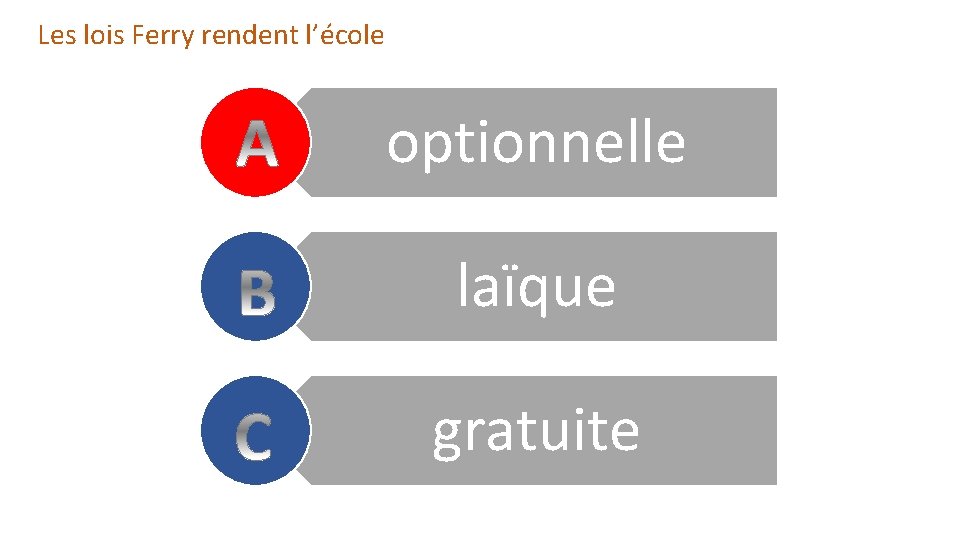 Les lois Ferry rendent l’école optionnelle laïque gratuite 