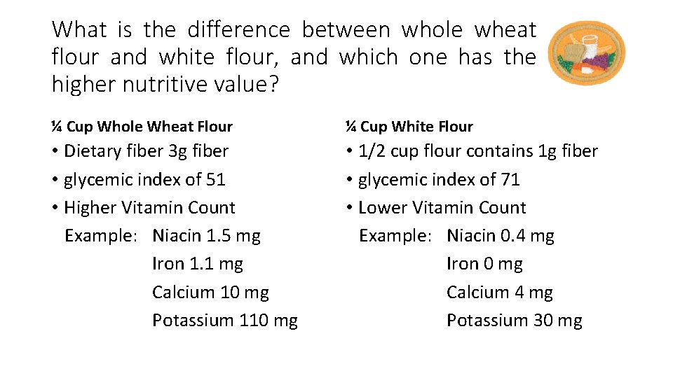 What is the difference between whole wheat flour and white flour, and which one