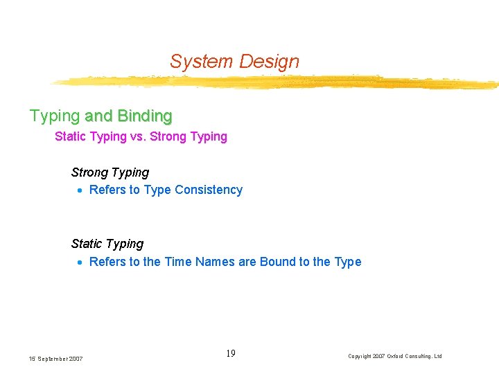System Design Typing and Binding Static Typing vs. Strong Typing · Refers to Type System Design Typing and Binding Static Typing vs. Strong Typing · Refers to Type