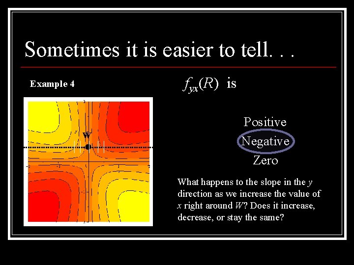 Sometimes it is easier to tell. . . fyx(R) is Example 4 W Positive