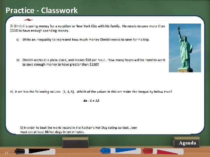Practice - Classwork Agenda 17 