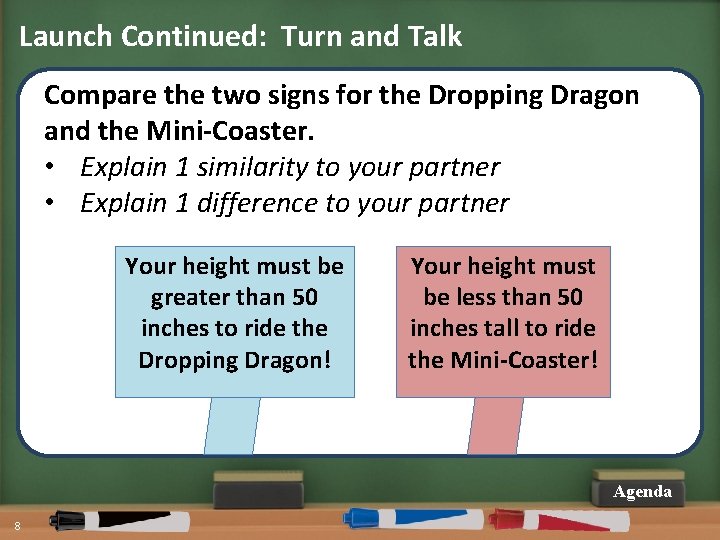 Launch Continued: Turn and Talk Compare the two signs for the Dropping Dragon and