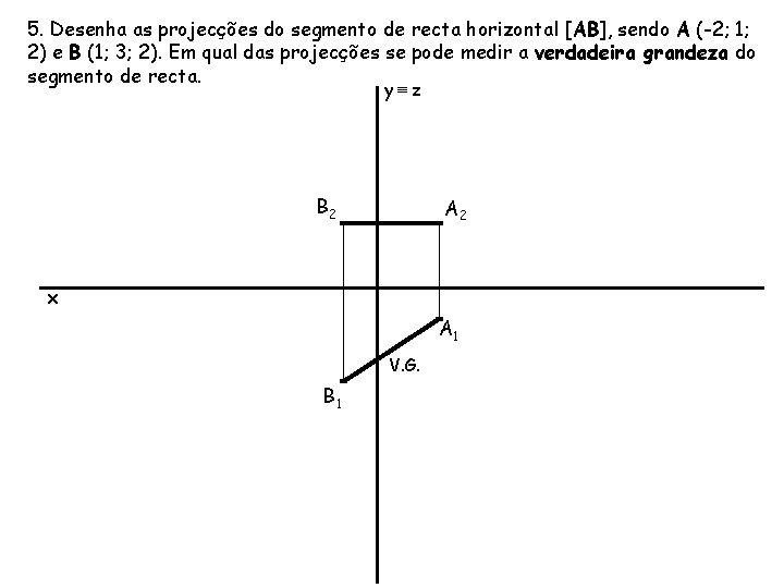 5. Desenha as projecções do segmento de recta horizontal [AB], sendo A (-2; 1;