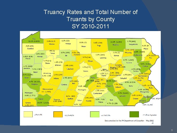 Truancy Rates and Total Number of Truants by County SY 2010 -2011 5 