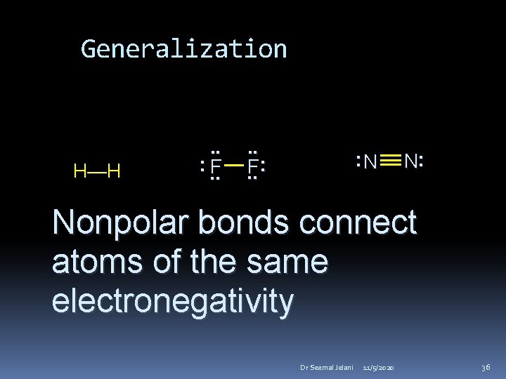 Generalization H—H . . : . . F: . . : N N: Nonpolar