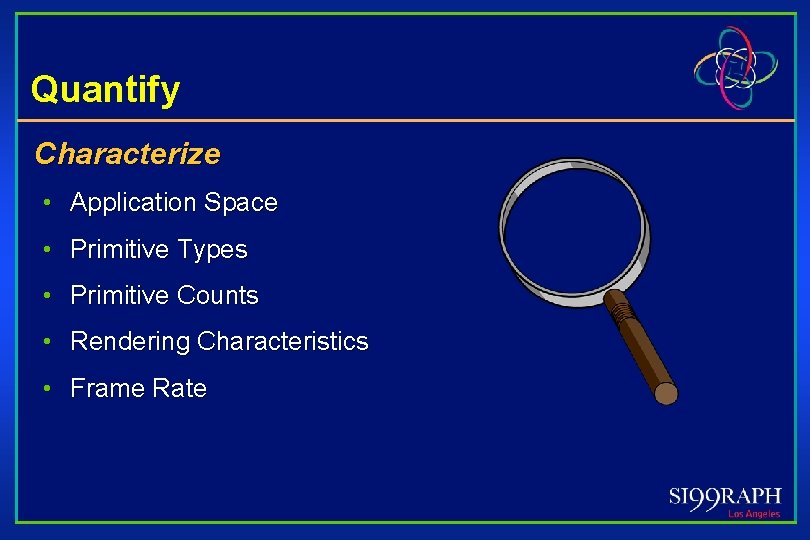 Quantify Characterize • Application Space • Primitive Types • Primitive Counts • Rendering Characteristics