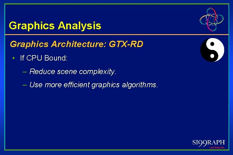 Graphics Analysis Graphics Architecture: GTX-RD • If CPU Bound: – Reduce scene complexity. –