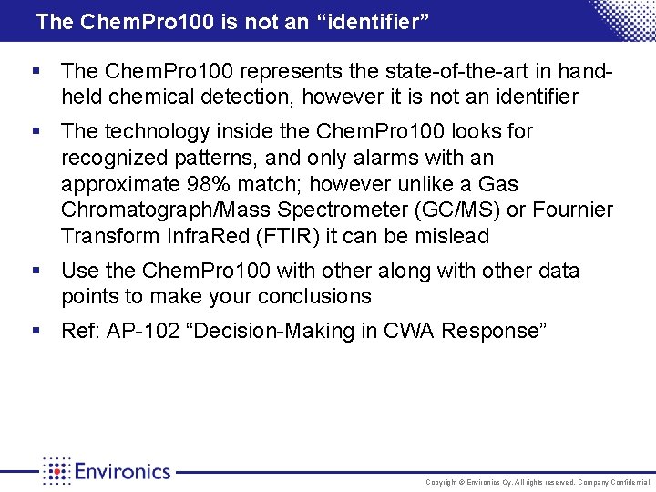 The Chem. Pro 100 is not an “identifier” § The Chem. Pro 100 represents