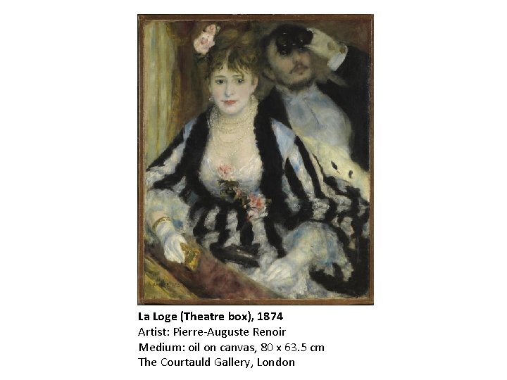 La Loge (Theatre box), 1874 Artist: Pierre-Auguste Renoir Medium: oil on canvas, 80 x