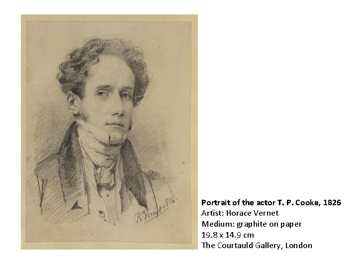 Portrait of the actor T. P. Cooke, 1826 Artist: Horace Vernet Medium: graphite on