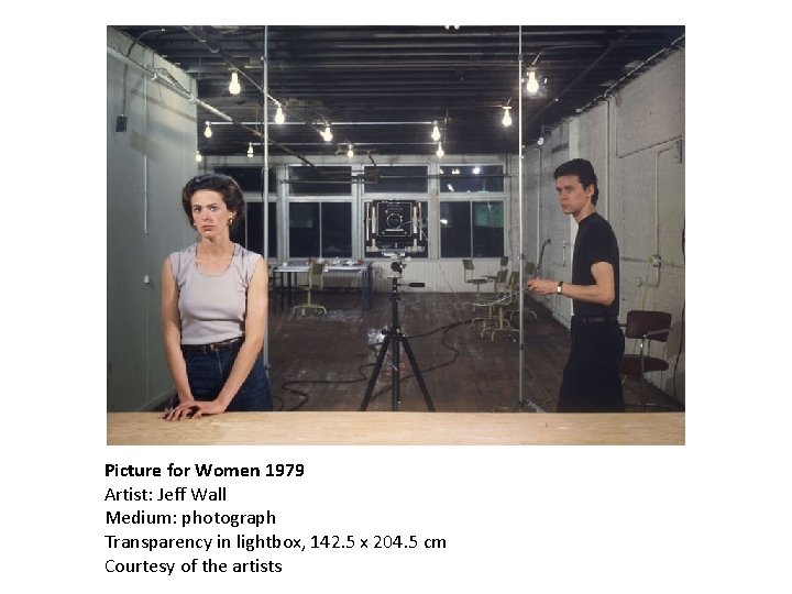 Picture for Women 1979 Artist: Jeff Wall Medium: photograph Transparency in lightbox, 142. 5