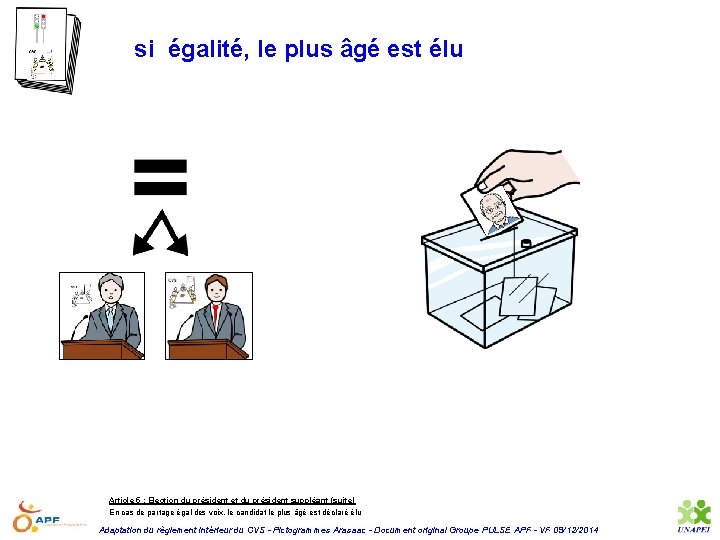 si égalité, le plus âgé est élu Article 5 : Election du président et